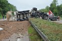 LKW umgestuerzt A 1 Rich Saarbruecken P051